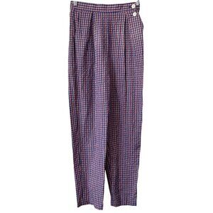 Vintage 90s Lord Isaacs Sport Pleated Plaid Pants Size 8 Blue Red Deadstock NEW